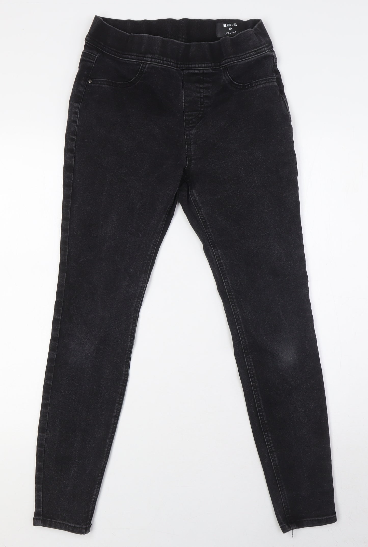 TU Womens Black Cotton Jegging Jeans Size 10 L27 in Regular