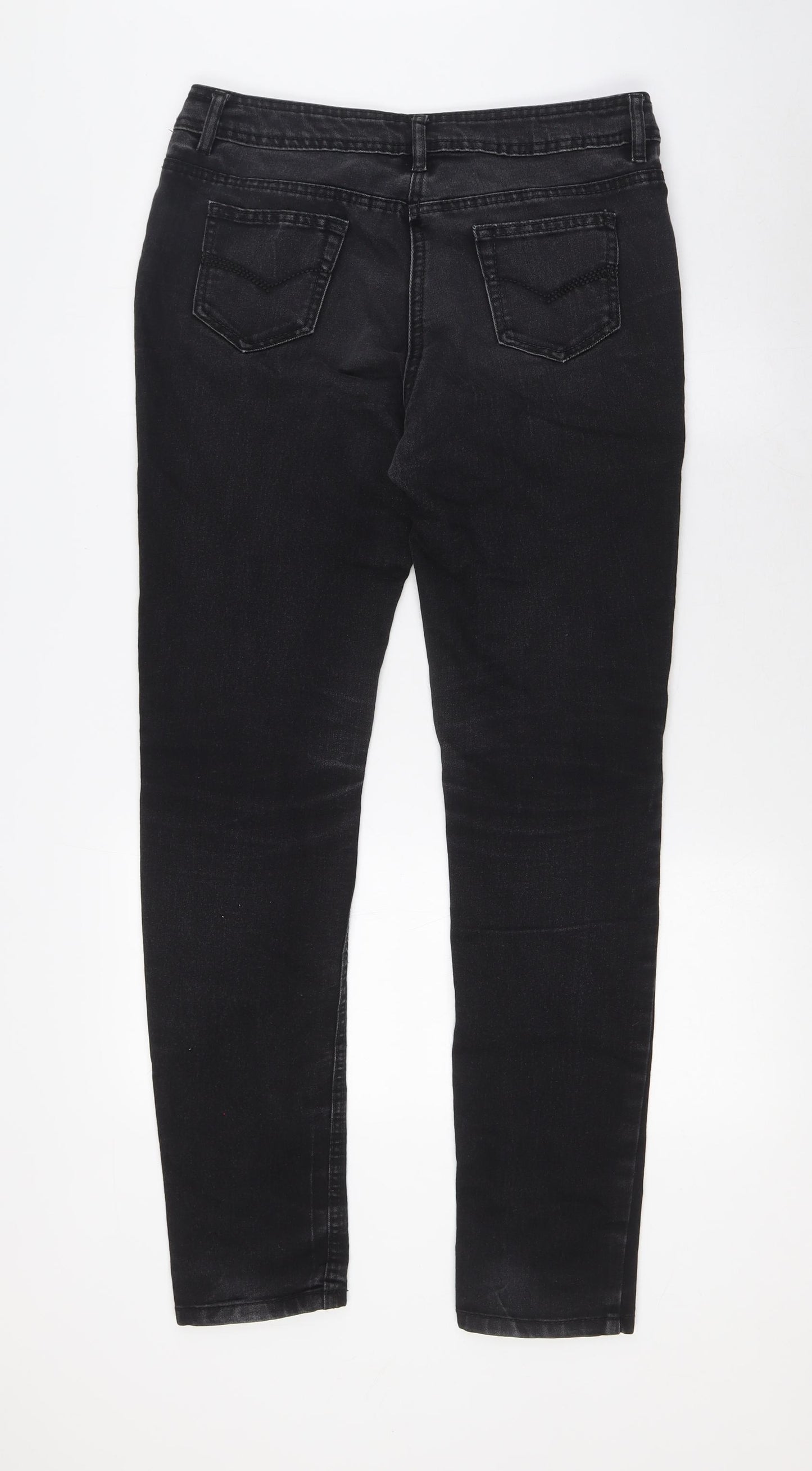 TU Womens Black Cotton Skinny Jeans Size 12 L32 in Regular Zip