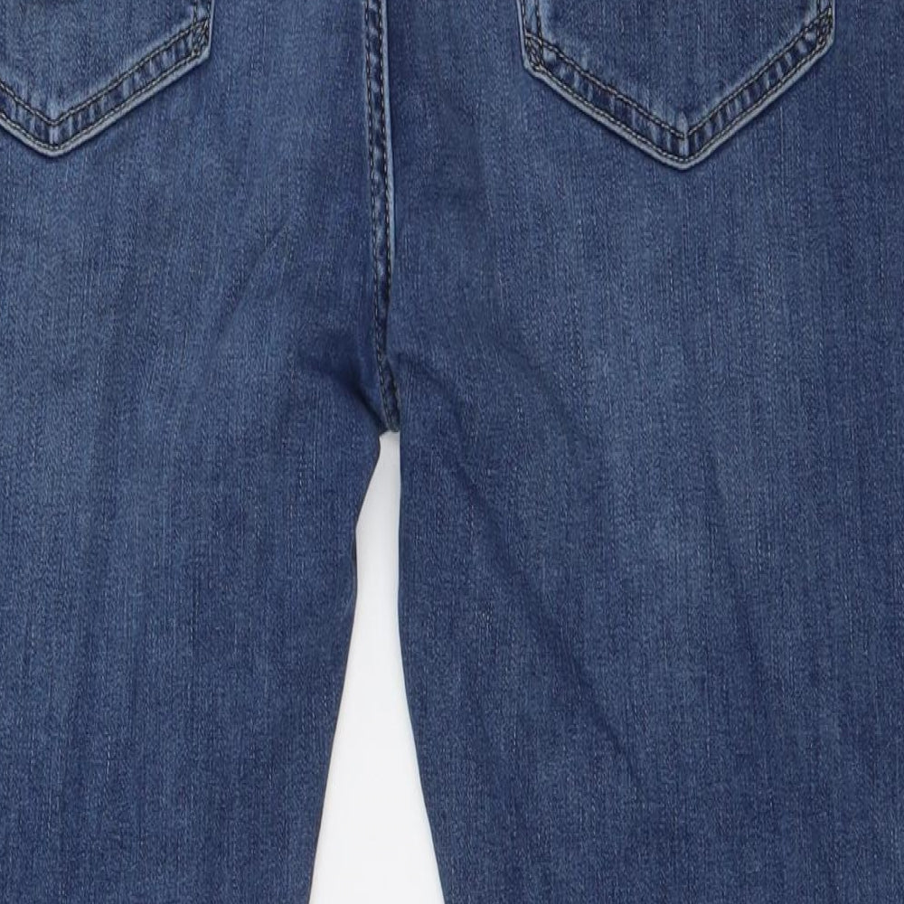 Marks and Spencer Mens Blue Cotton Straight Jeans Size 36 in L31 in Regular Zip