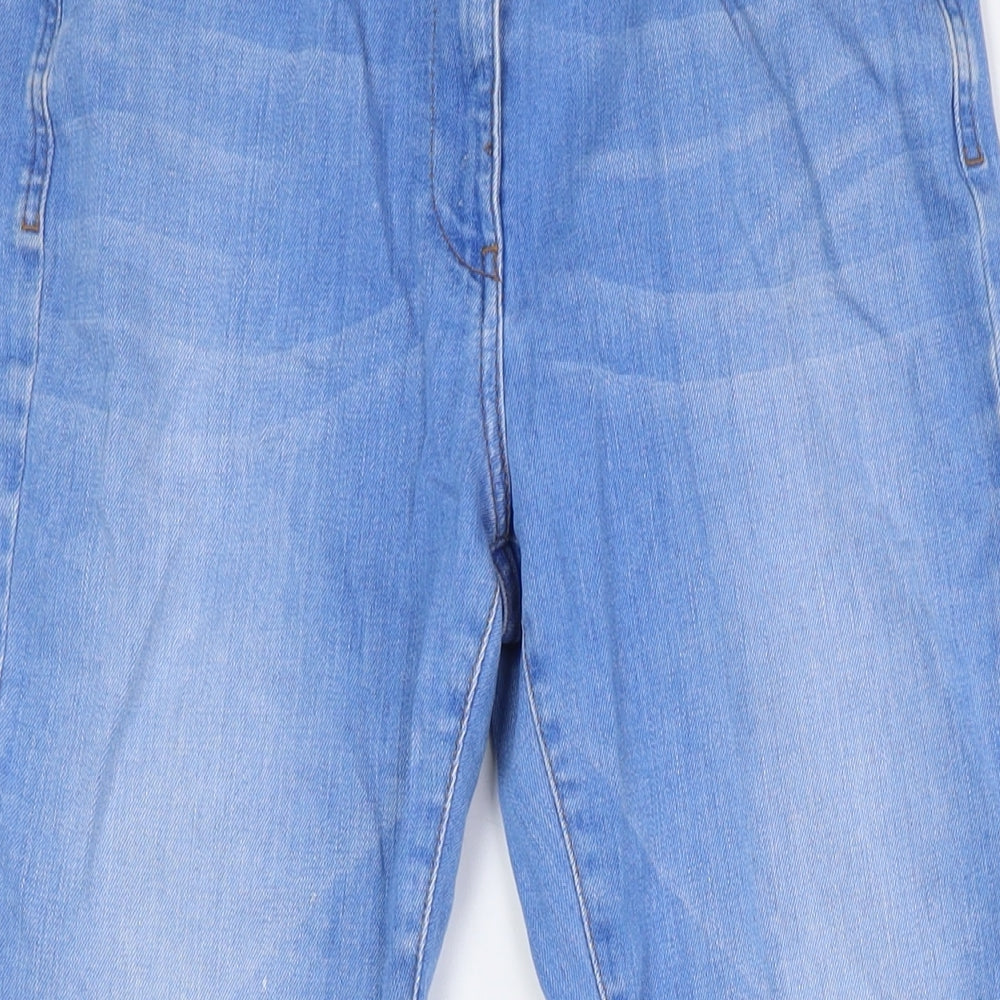 Marks and Spencer Womens Blue Cotton Straight Jeans Size 10 L28 in Regular Zip