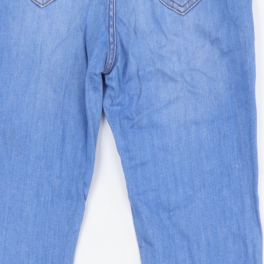 Marks and Spencer Womens Blue Cotton Straight Jeans Size 10 L28 in Regular Zip