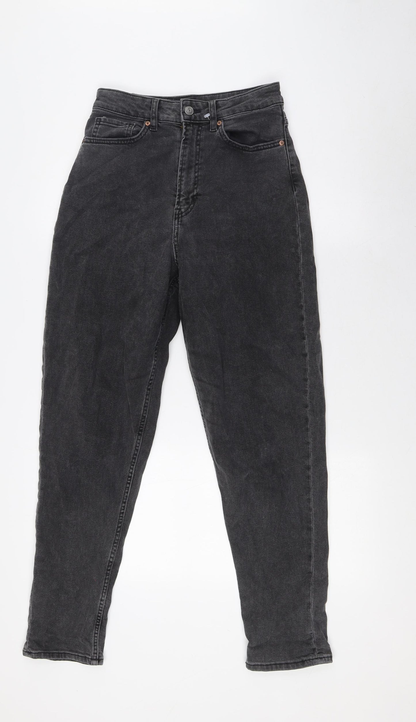 Divided by H&M Womens Black Cotton Mom Jeans Size 8 L29 in Regular Zip