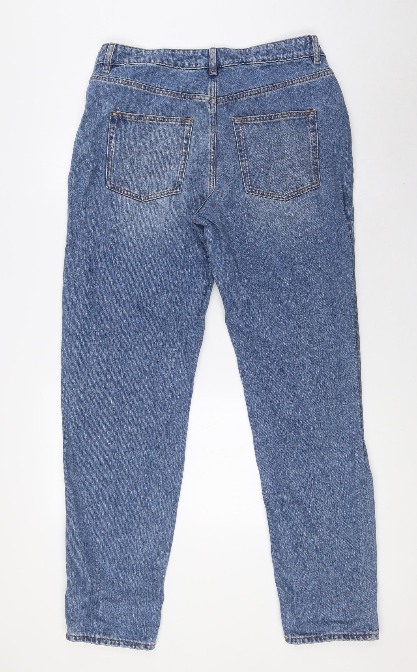 ASOS Womens Blue Cotton Mom Jeans Size 10 L32 in Regular Snap