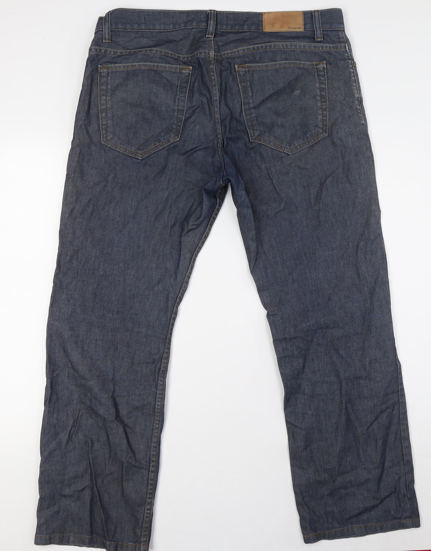 Autograph Mens Blue Cotton Straight Jeans Size 36 in L29 in Regular Zip