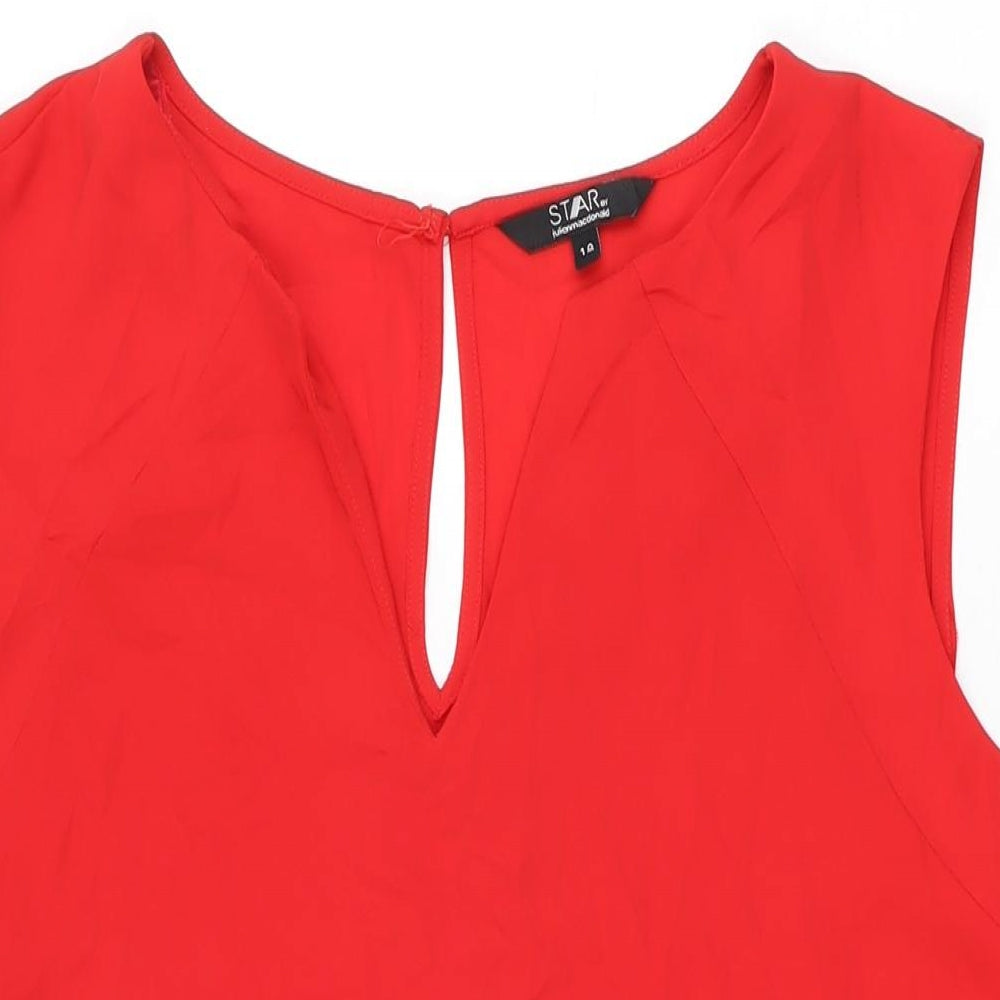 Julien Macdonald Womens Red Polyester Basic Blouse Size 18 V-Neck