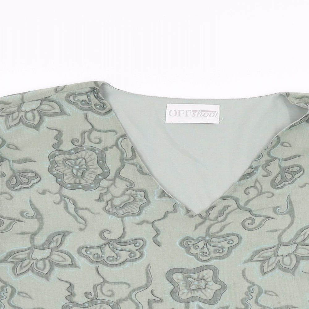 OFF Shoot Womens Green Floral Polyester Basic Blouse Size S V-Neck