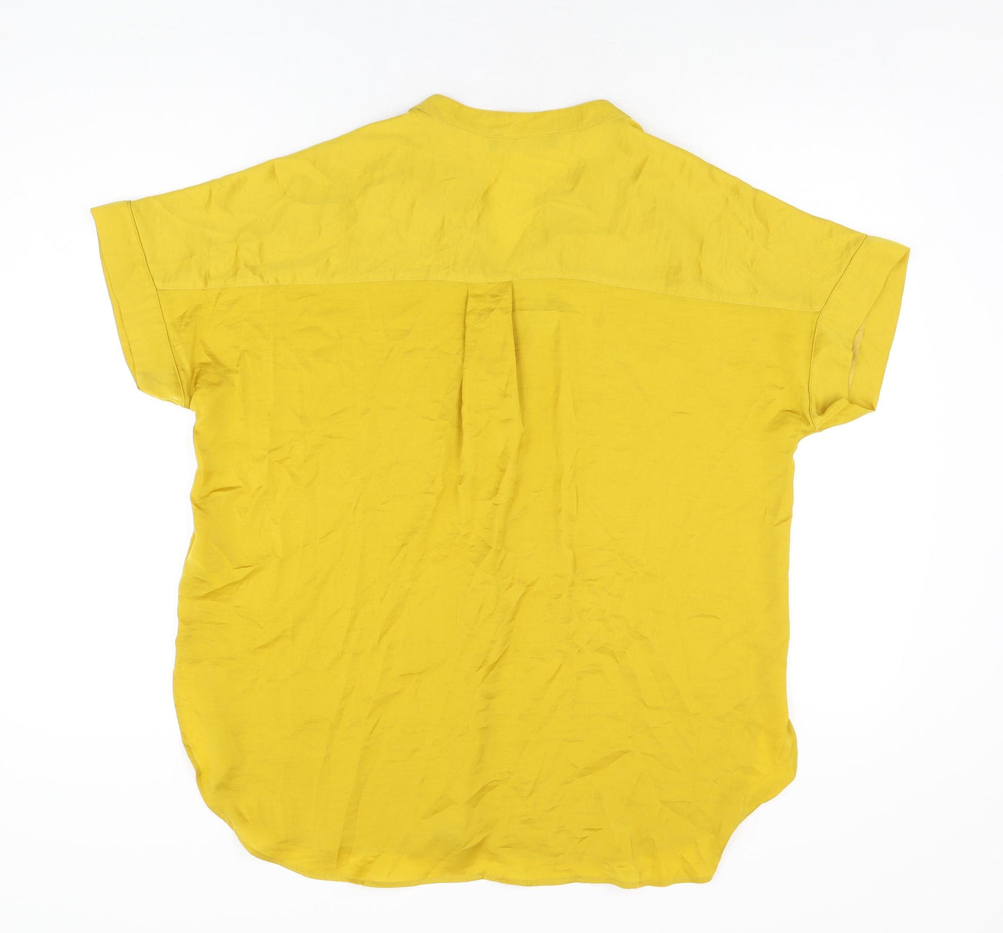 Marks and Spencer Womens Yellow Polyester Basic Blouse Size 10 V-Neck