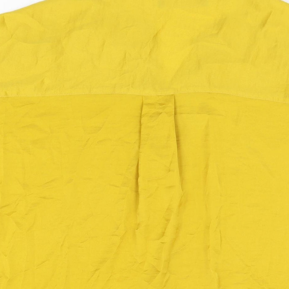 Marks and Spencer Womens Yellow Polyester Basic Blouse Size 10 V-Neck