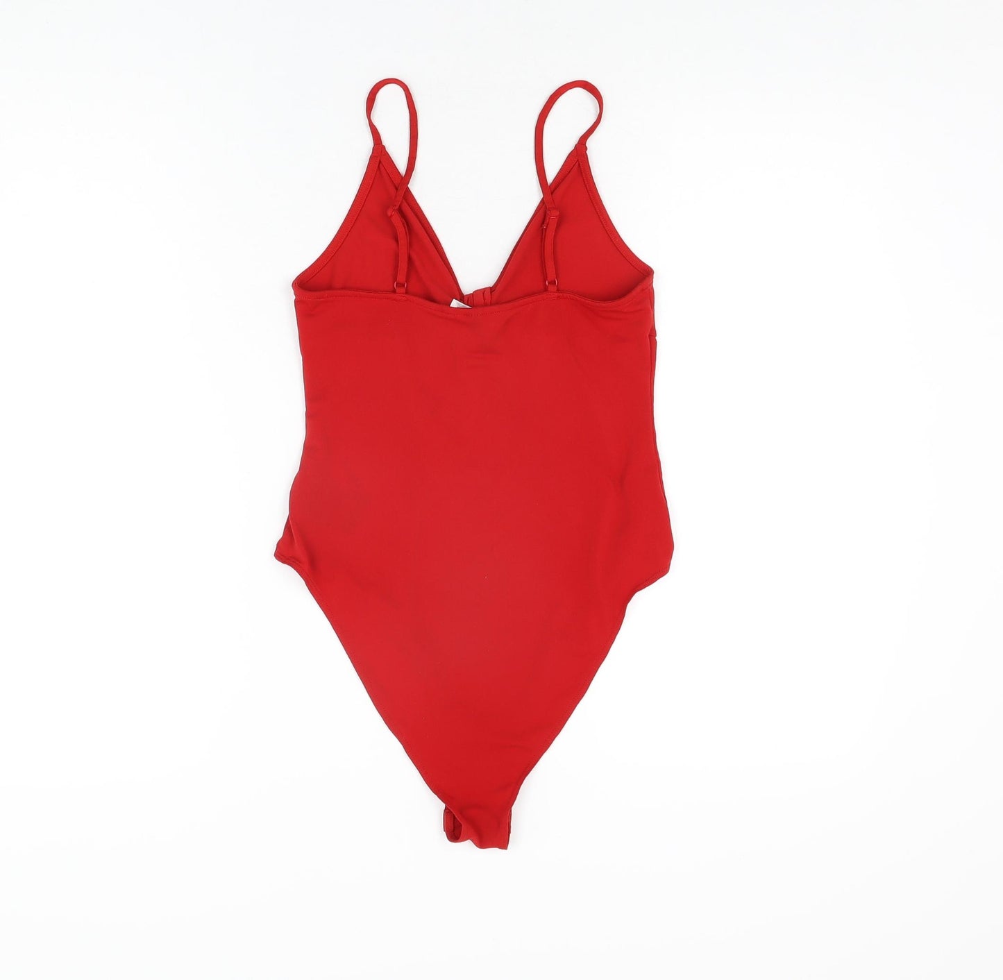 H&M Womens Red Polyester Bodysuit One-Piece Size M Snap