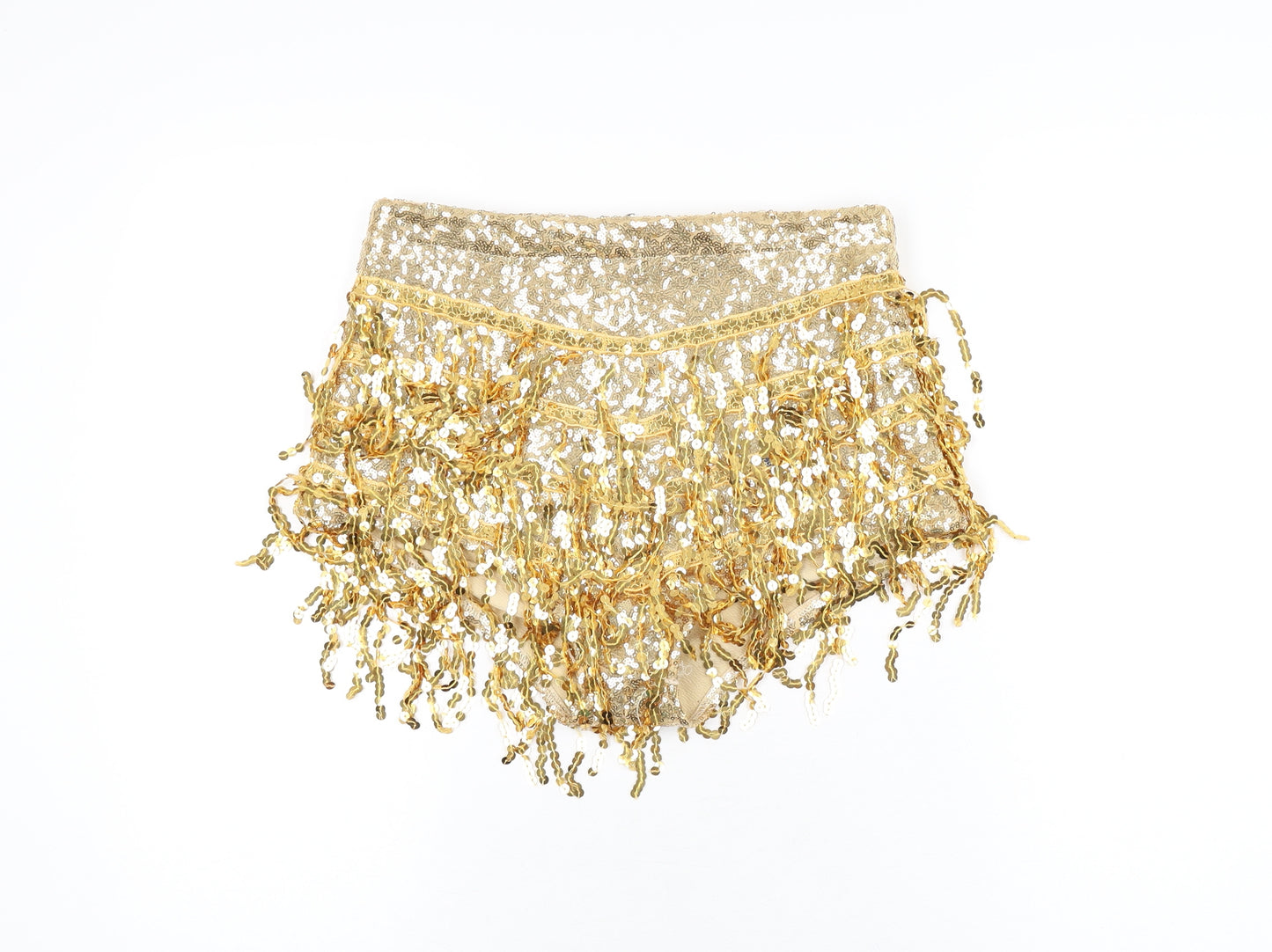 Elsie Fred Womens Gold Polyester Hot Pants Shorts Size S Regular Zip - Sequins