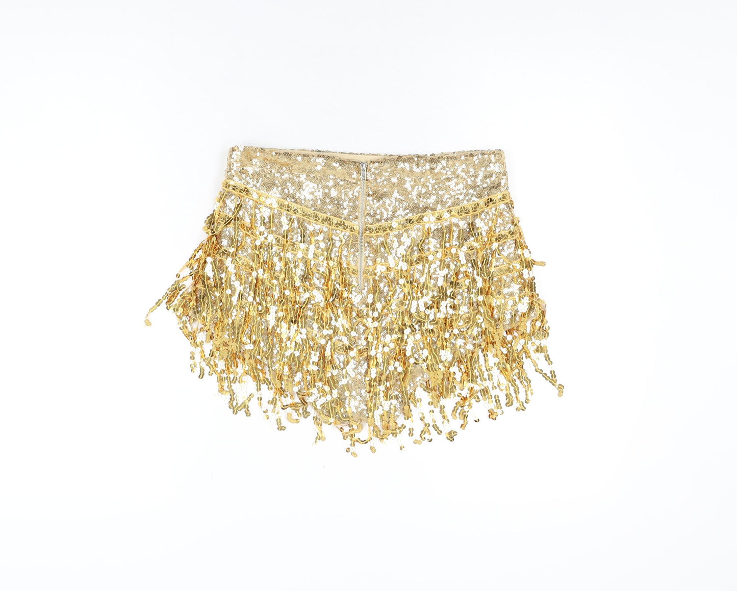 Elsie Fred Womens Gold Polyester Hot Pants Shorts Size S Regular Zip - Sequins