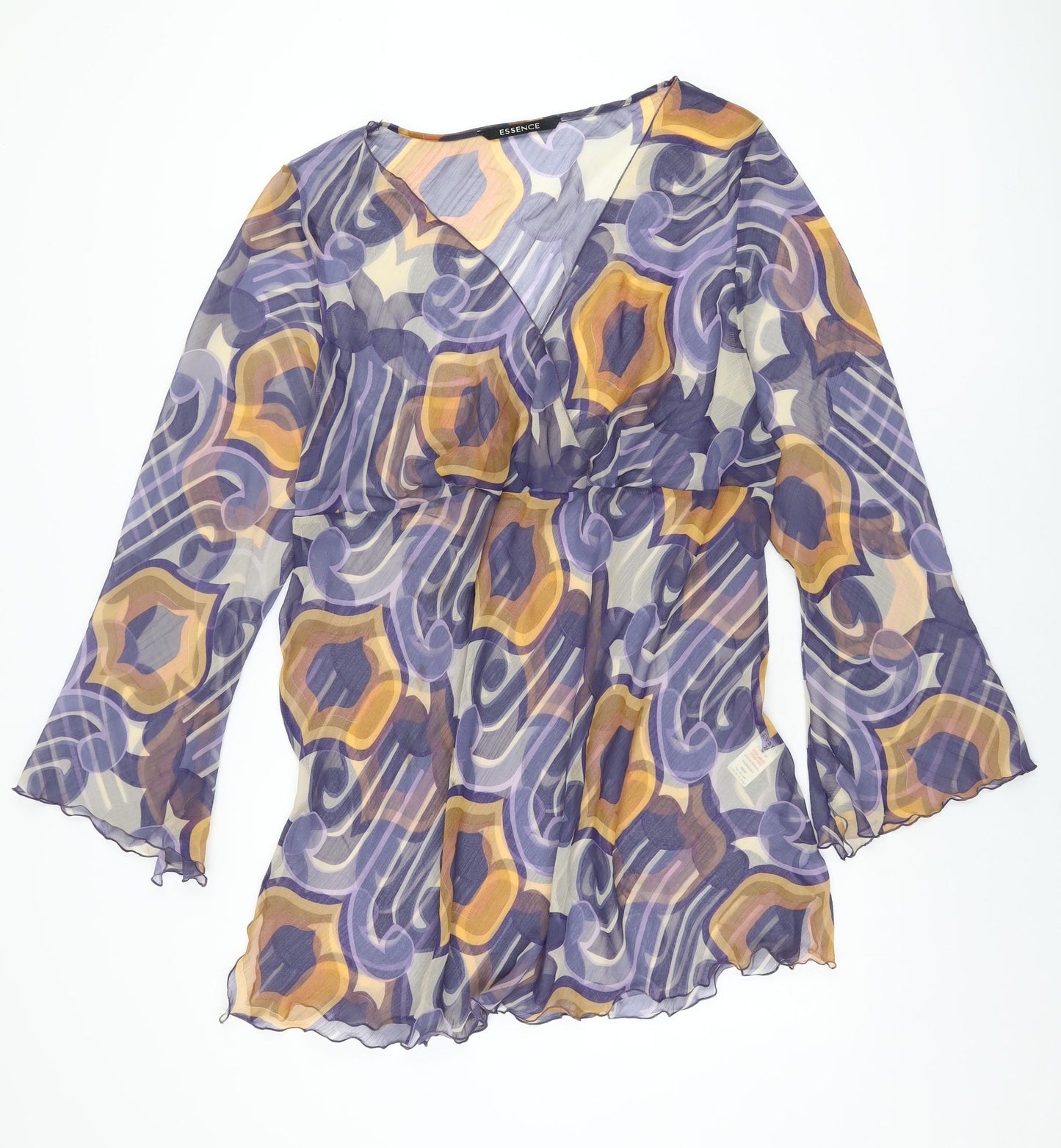 Evans Womens Purple Geometric Polyester Basic Blouse Size 24 V-Neck