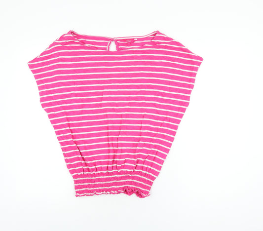 NEXT Womens Pink Striped Cotton Basic T-Shirt Size 12 Round Neck