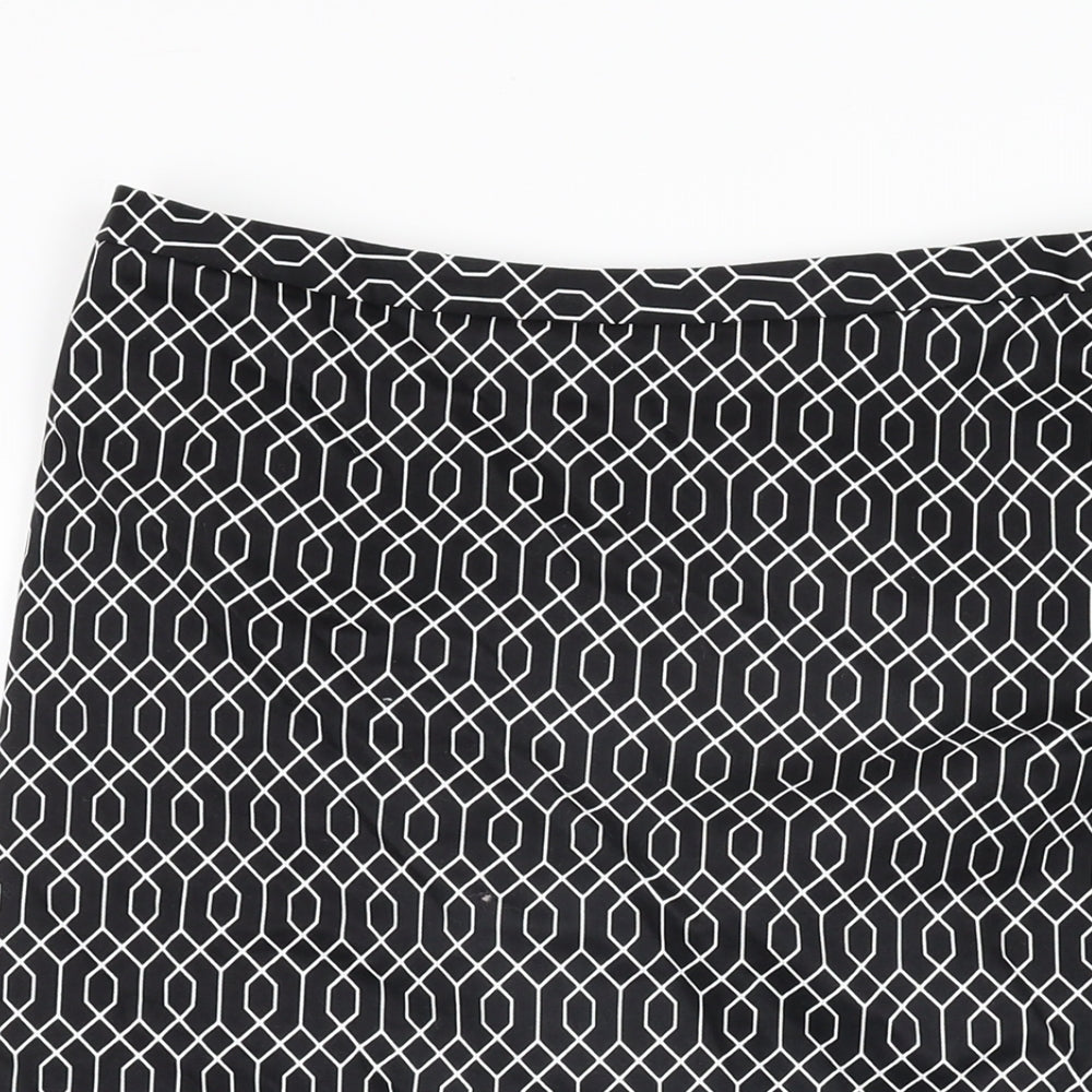 PURE Collection Womens Black Geometric Cotton Straight & Pencil Skirt Size 12 Zip