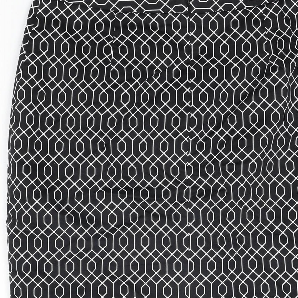 PURE Collection Womens Black Geometric Cotton Straight & Pencil Skirt Size 12 Zip