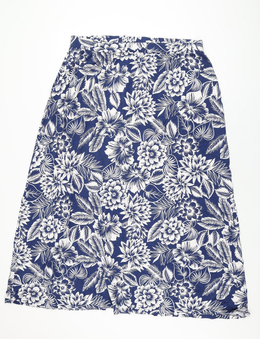 Marks and Spencer Womens Blue Floral Viscose Maxi Skirt Size 18