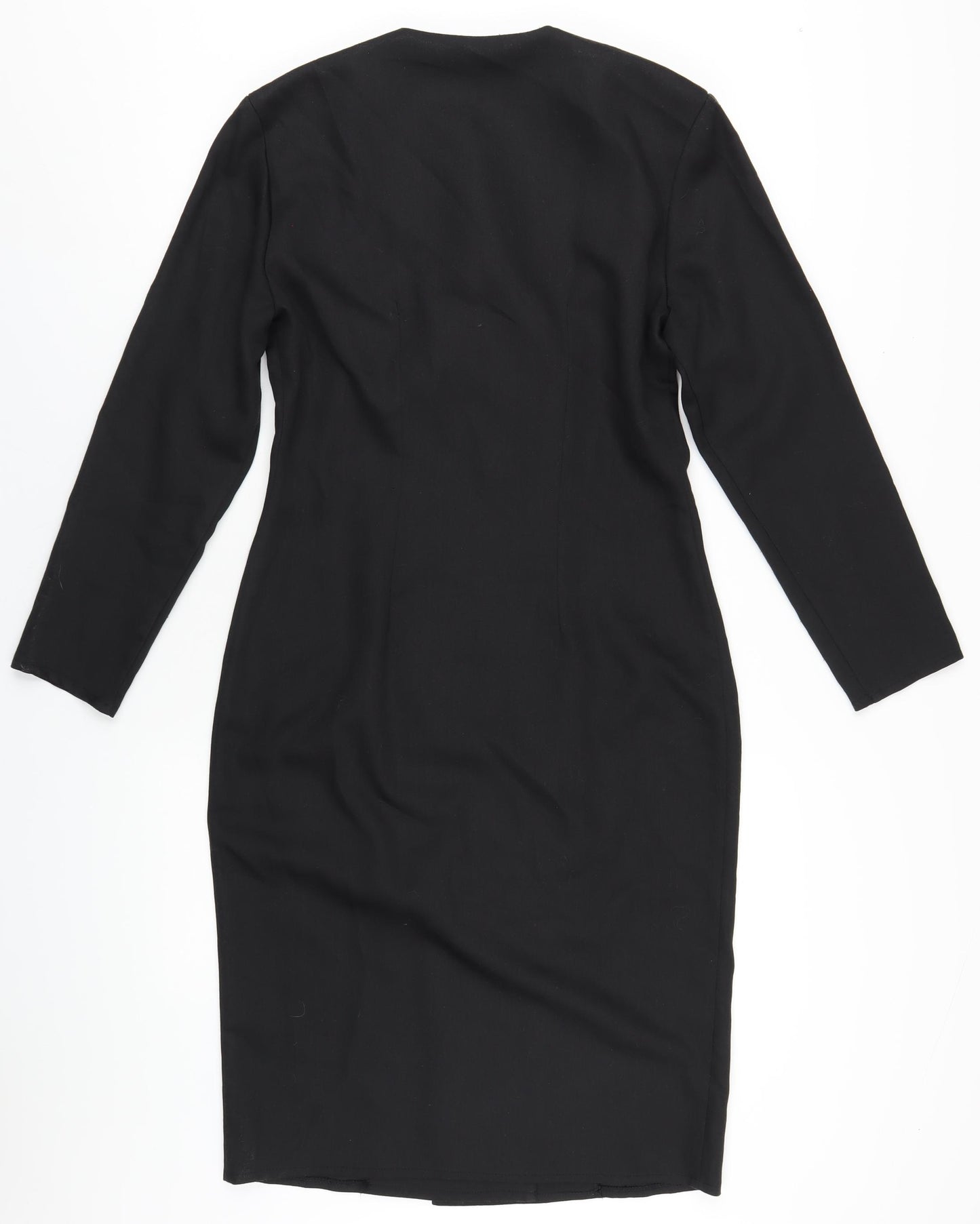 Richards Womens Black Polyester Jacket Dress Size 10 Collared Button