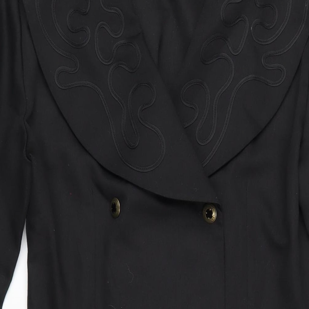 Richards Womens Black Polyester Jacket Dress Size 10 Collared Button