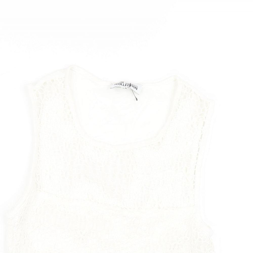 Debenhams Womens White Viscose Basic Tank Size 6 Round Neck