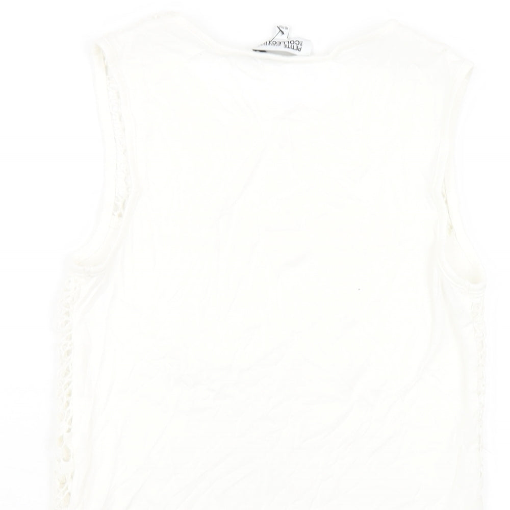 Debenhams Womens White Viscose Basic Tank Size 6 Round Neck