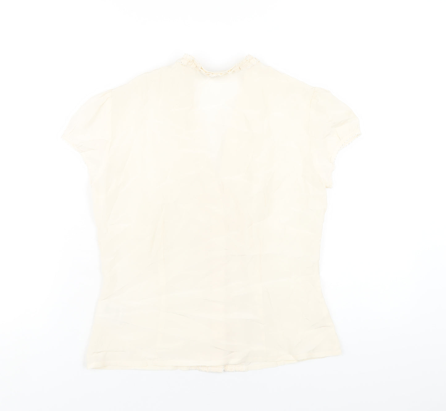 Planet Womens Ivory Silk Basic Button-Up Size 8 V-Neck