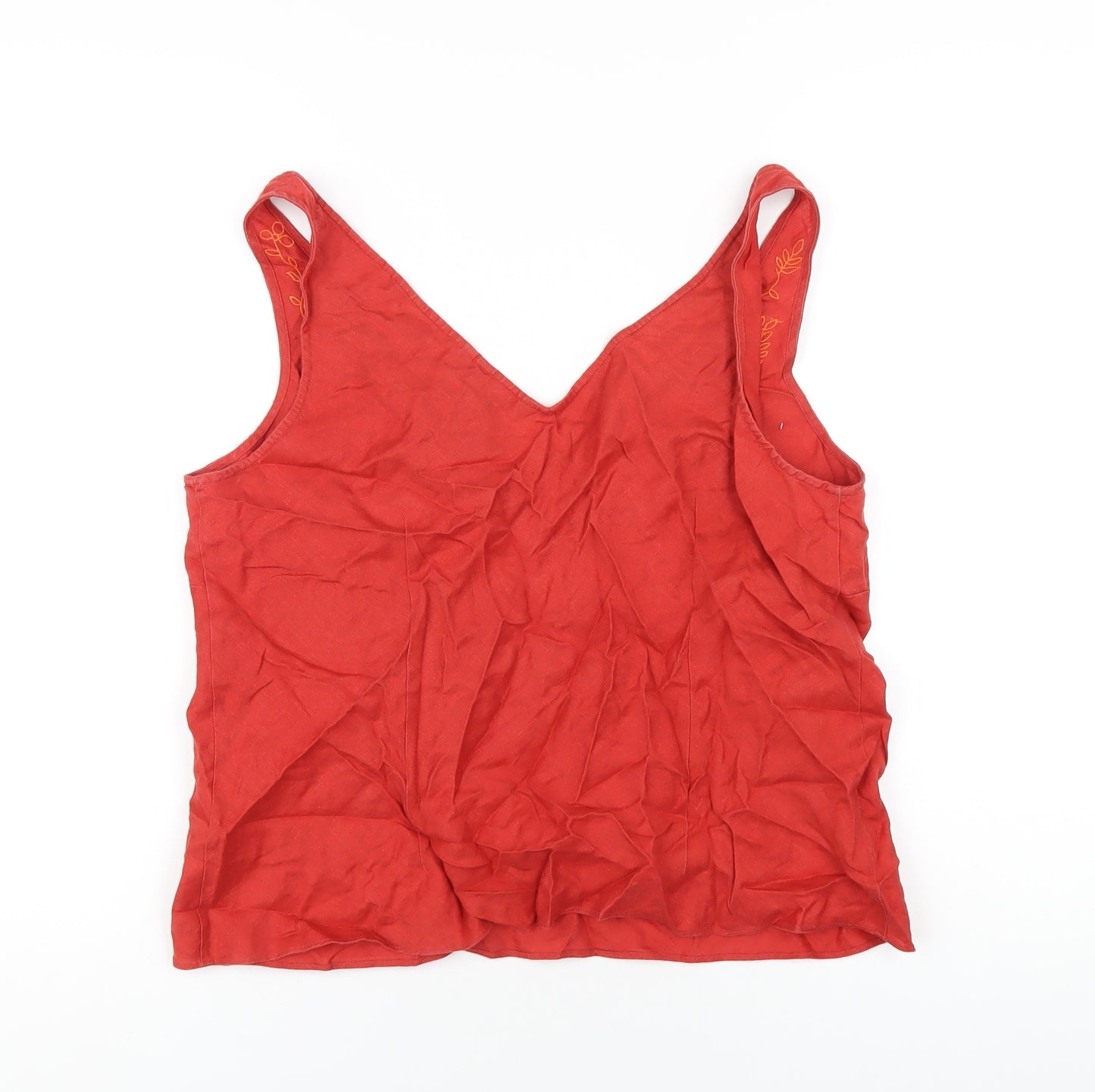 Per Una Womens Red Linen Basic Tank Size 18 V-Neck