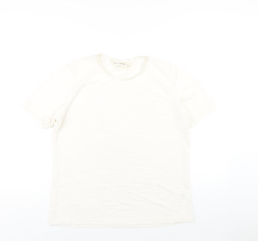 EWM Womens Ivory Polyester Basic T-Shirt Size M Round Neck