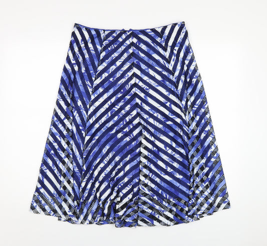 Kaleidoscope Womens Blue Geometric Polyester A-Line Skirt Size 14 Zip