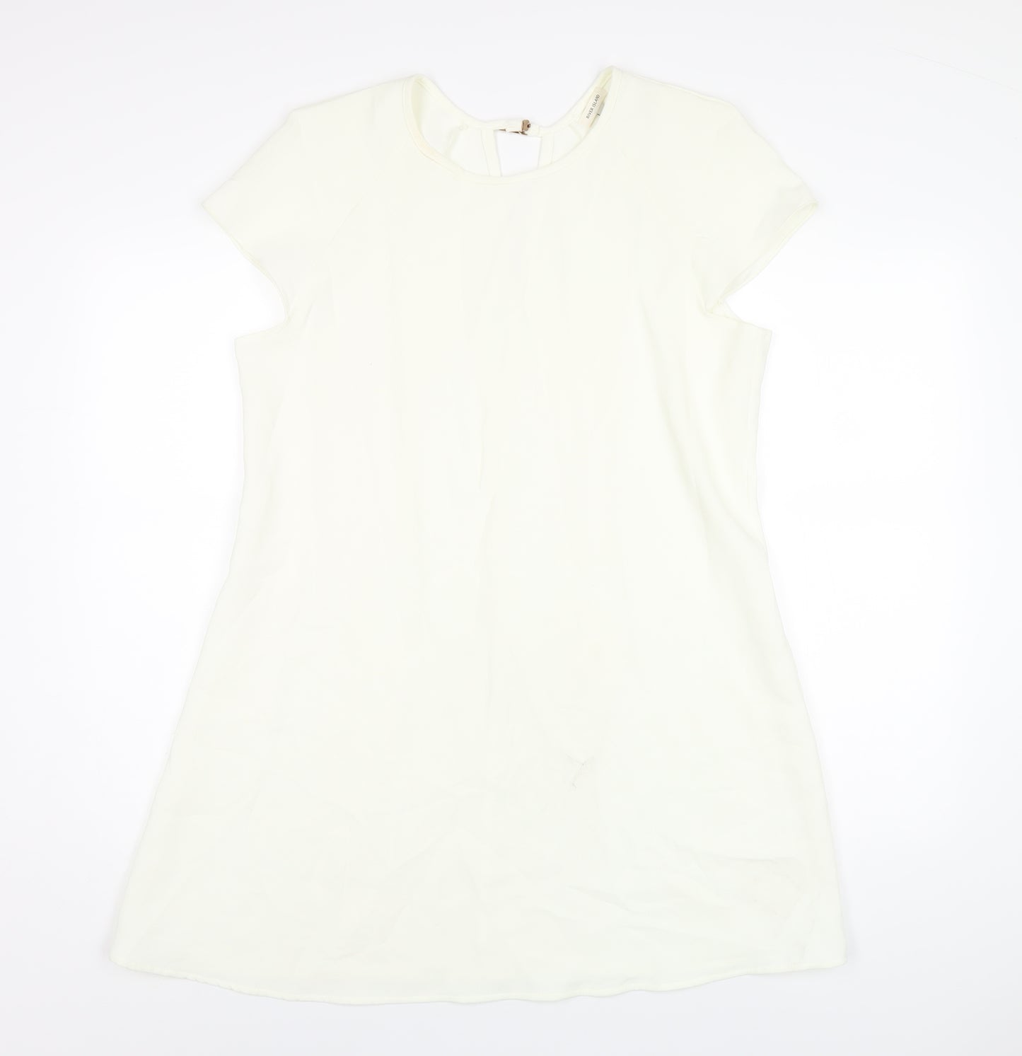 River Island Womens Ivory Polyester A-Line Size 14 Round Neck Buckle