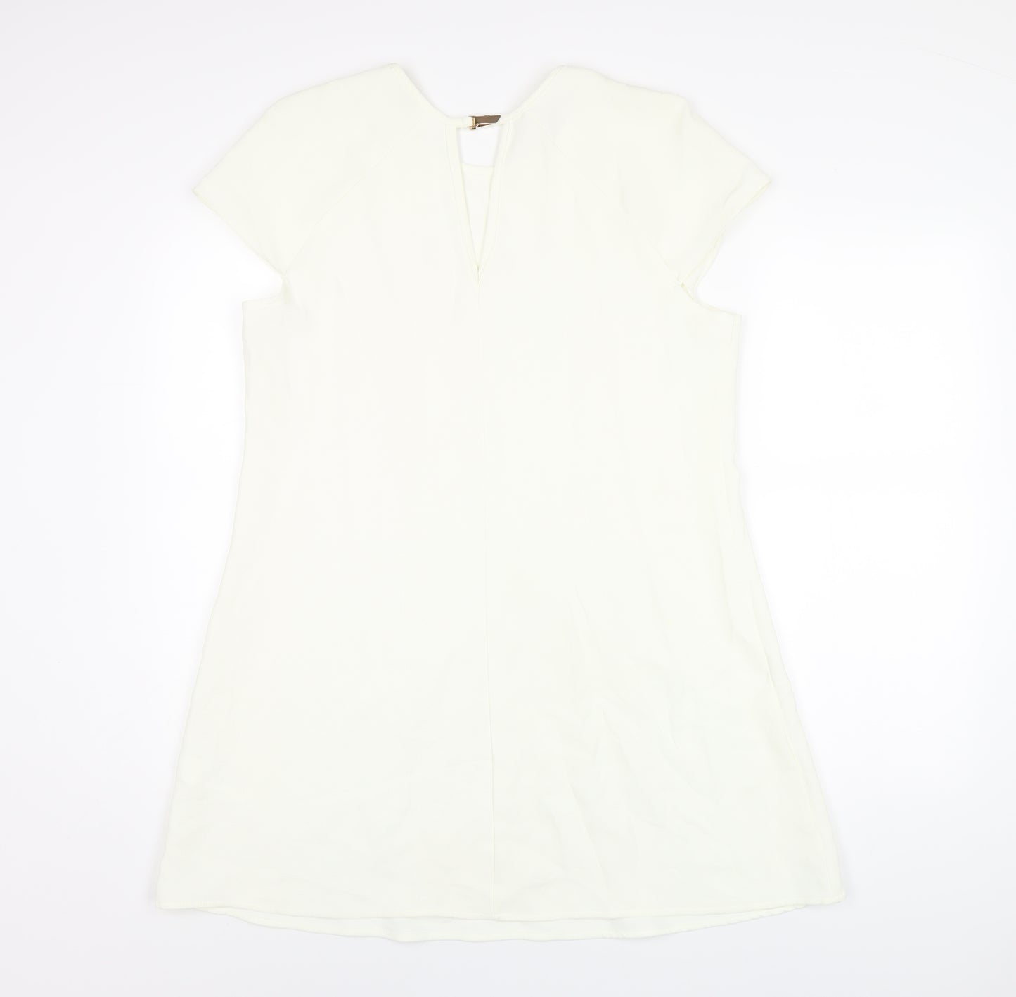 River Island Womens Ivory Polyester A-Line Size 14 Round Neck Buckle