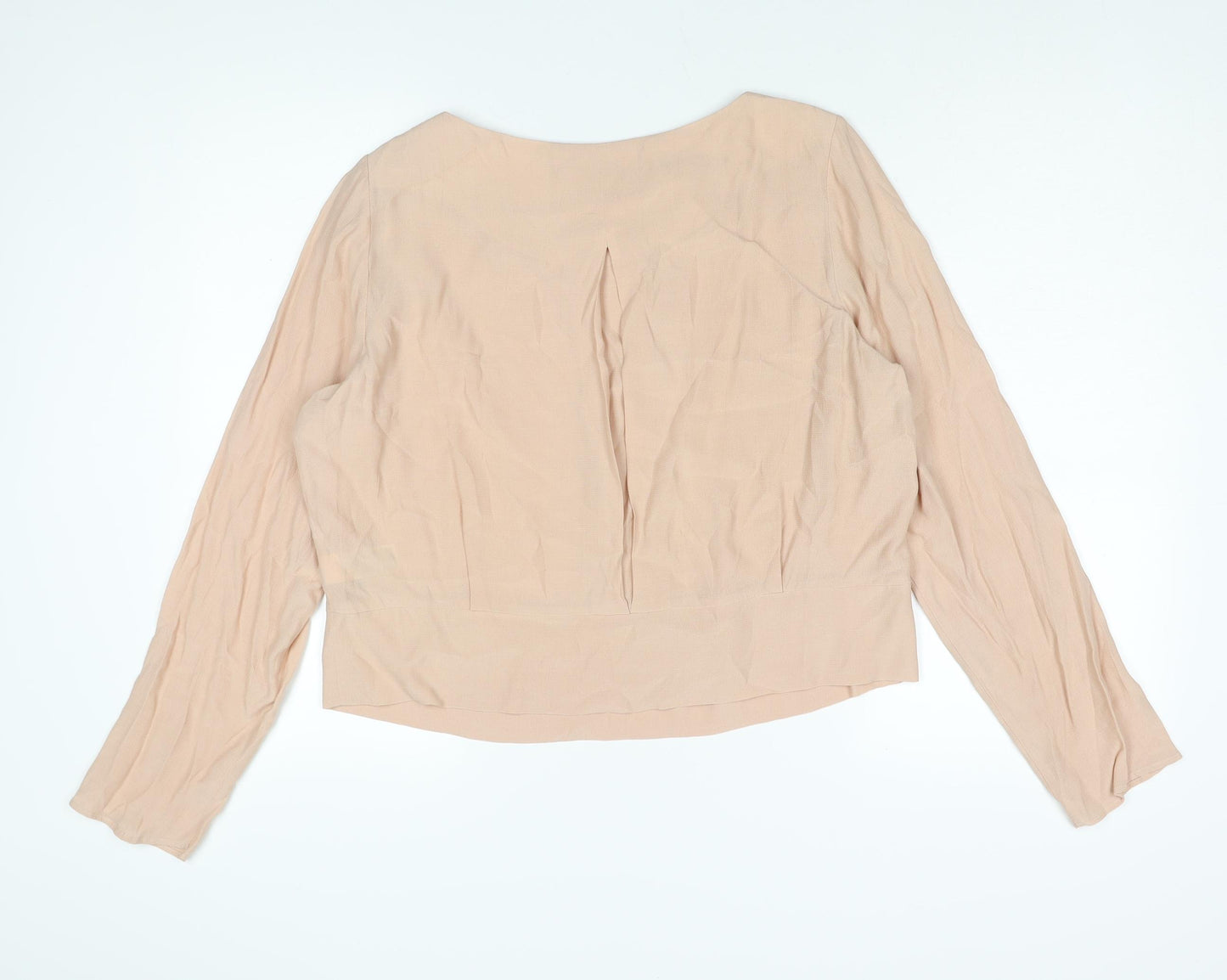 Marks and Spencer Womens Pink Viscose Basic Blouse Size 16 Round Neck