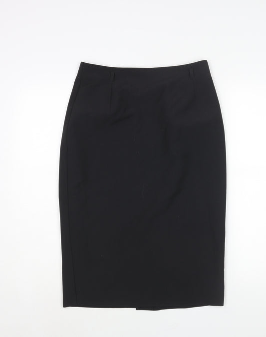 Marks and Spencer Womens Black Polyester Straight & Pencil Skirt Size 12 Zip