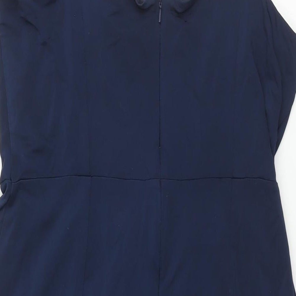 Phase Eight Womens Blue Viscose Shift Size 14 Scoop Neck Zip - Knot Detail