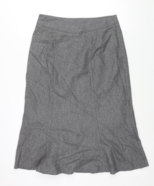 House of Bruar Womens Grey Wool Trumpet Skirt Size 14 Zip