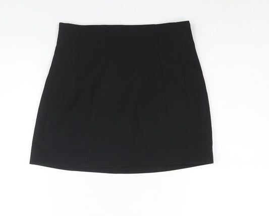 Zara Womens Black Polyester Mini Skirt Size S Zip