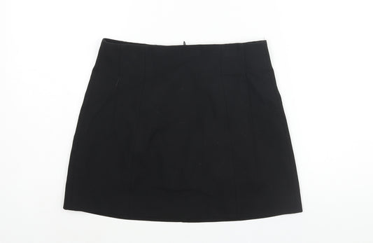 Zara Womens Black Polyester Mini Skirt Size M Zip