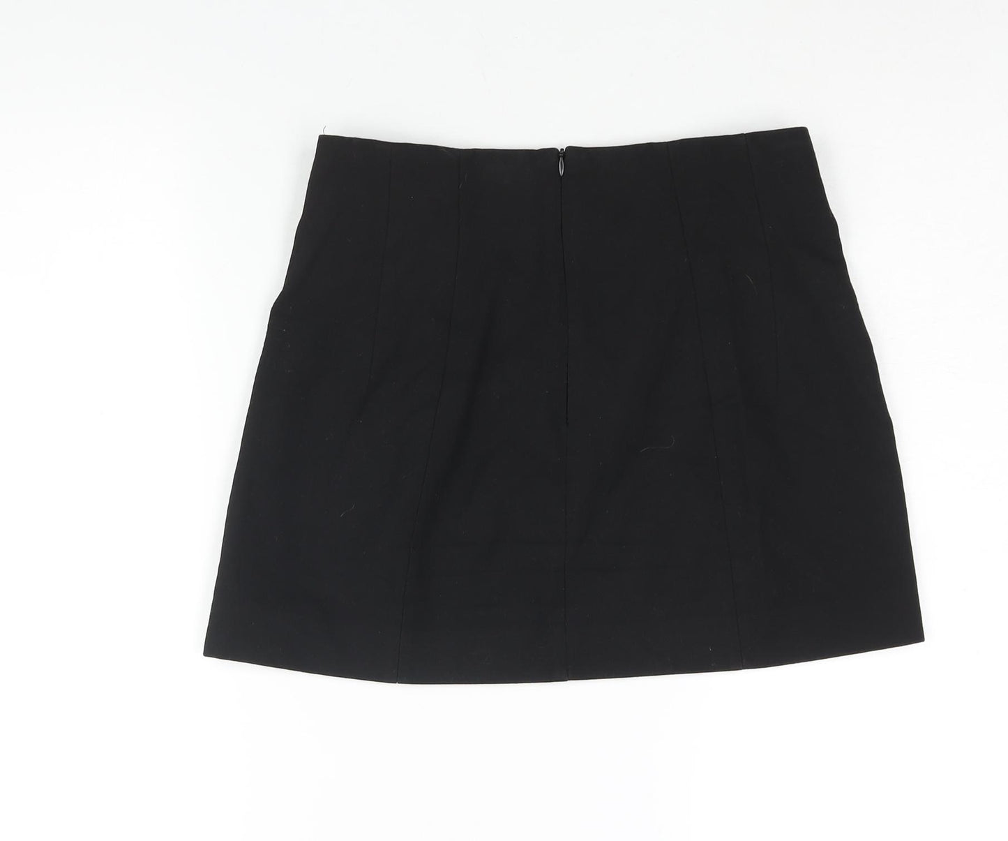 Zara Womens Black Polyester Mini Skirt Size M Zip