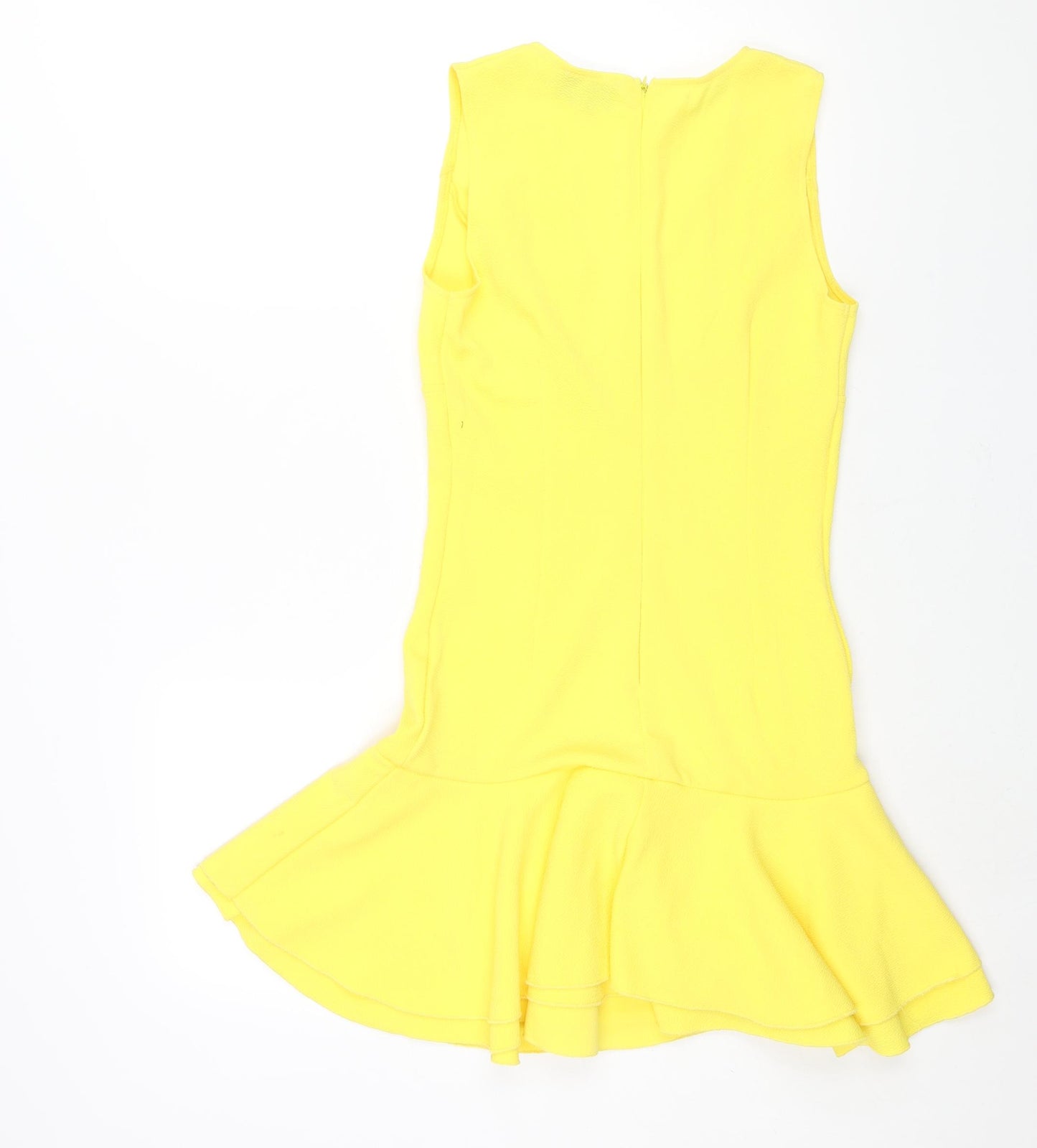 AX Paris Womens Yellow Polyester Shift Size 10 V-Neck Zip - Frill