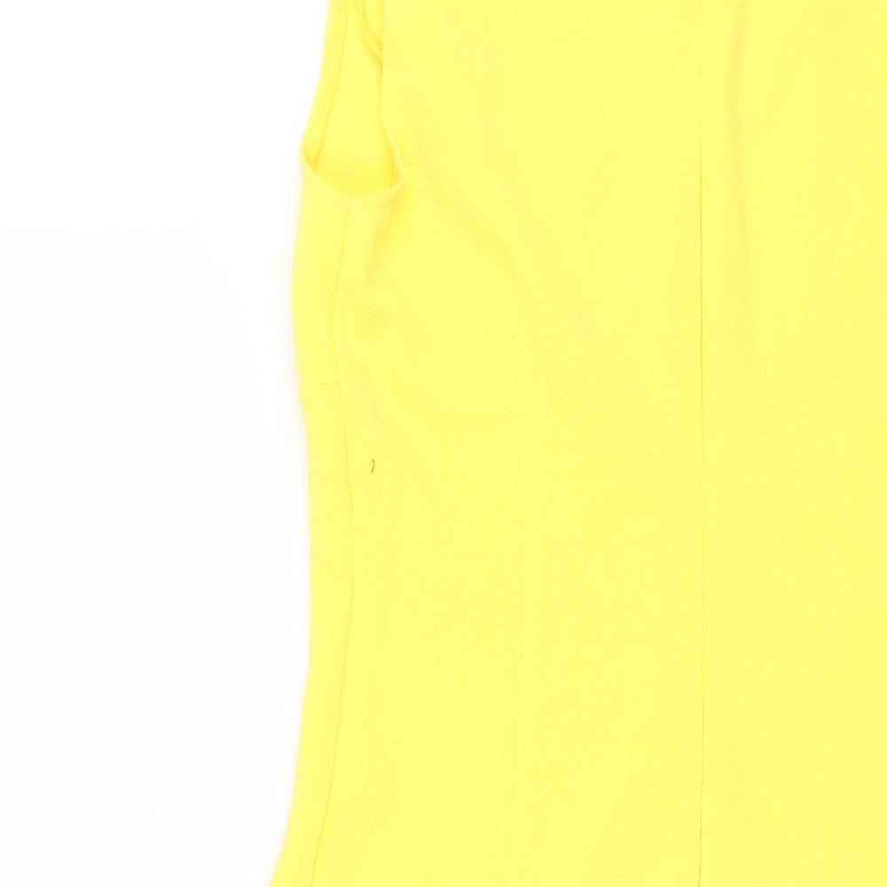 AX Paris Womens Yellow Polyester Shift Size 10 V-Neck Zip - Frill