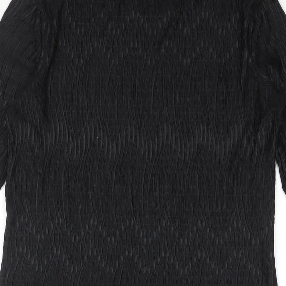 Zara Womens Black Polyester Basic Blouse Size M Round Neck - Textured