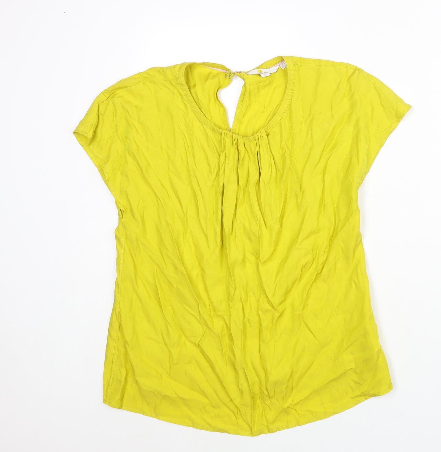 Boden Womens Yellow Viscose Basic Blouse Size 14 Round Neck