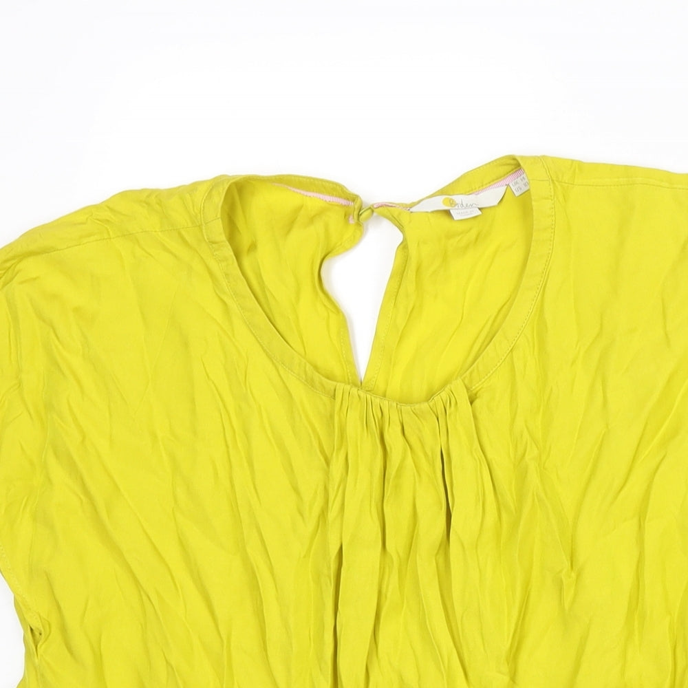 Boden Womens Yellow Viscose Basic Blouse Size 14 Round Neck