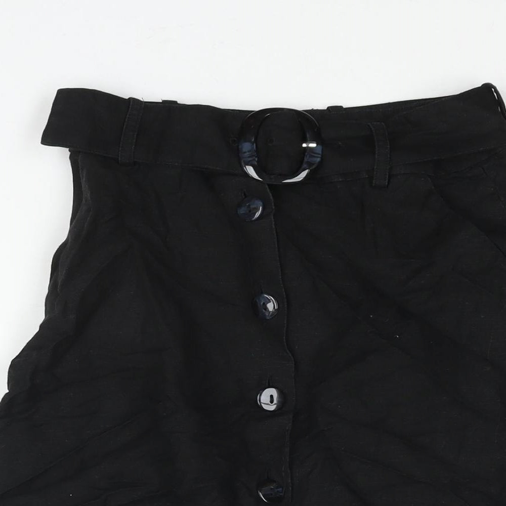 & Other Stories Womens Black Viscose A-Line Skirt Size 6 Button - Belted