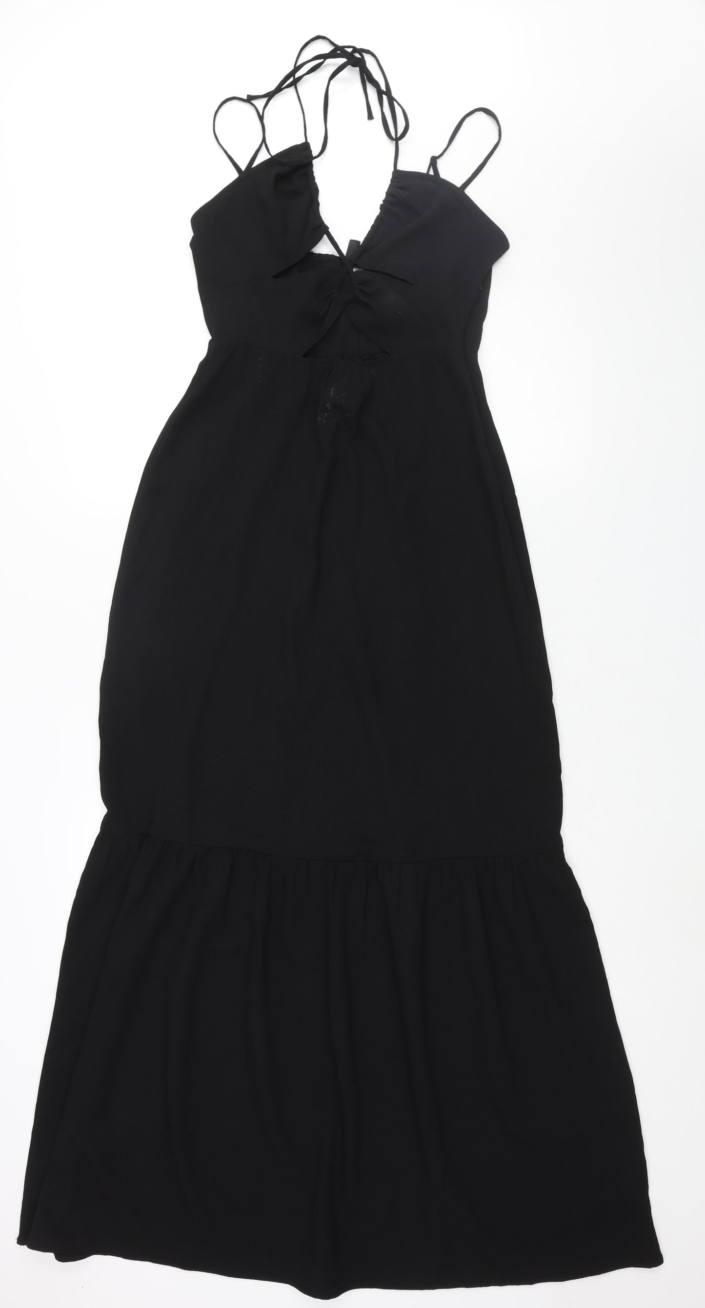 Divided by H&M Womens Black Polyester Maxi Size 10 Halter Tie - Cut Out Detail