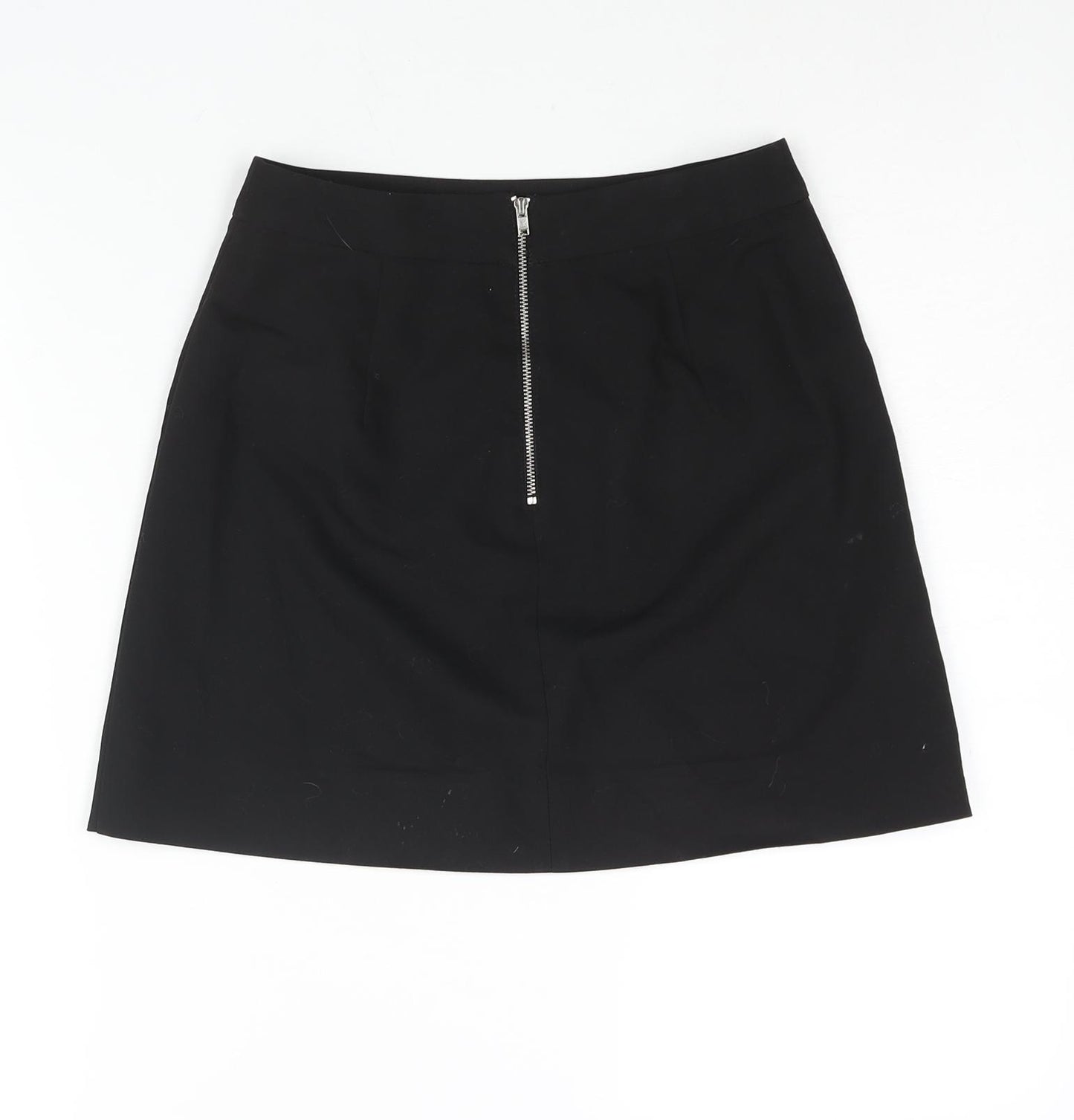 ASOS Womens Black Polyester A-Line Skirt Size 6 Zip