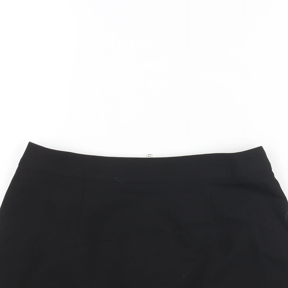 ASOS Womens Black Polyester A-Line Skirt Size 6 Zip