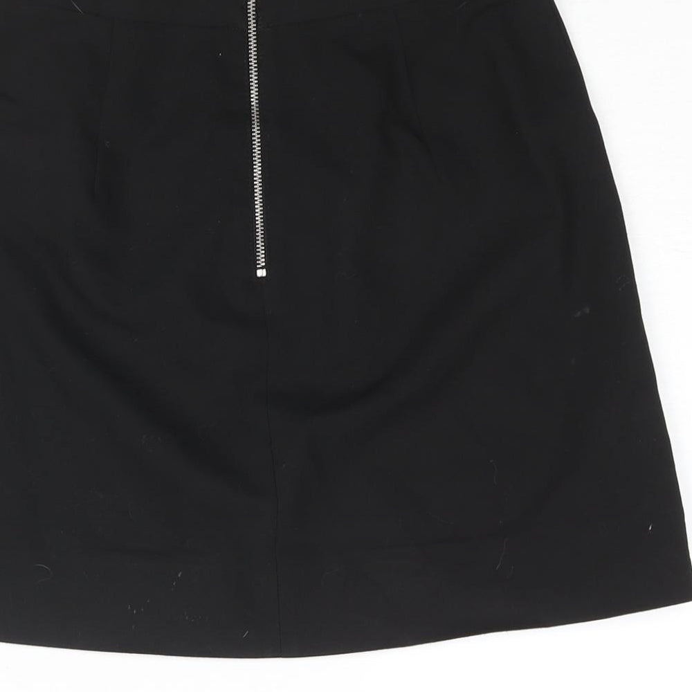 ASOS Womens Black Polyester A-Line Skirt Size 6 Zip