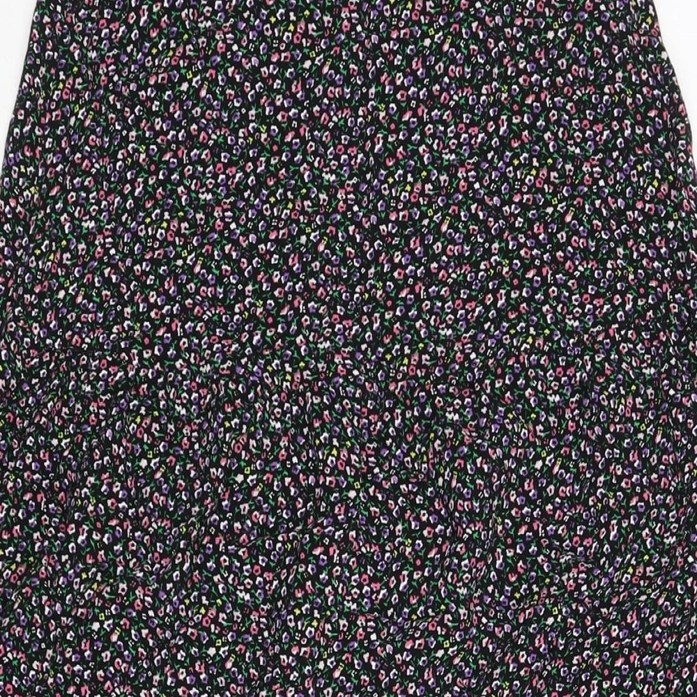 Marks and Spencer Womens Multicoloured Floral Viscose A-Line Skirt Size 6 Zip