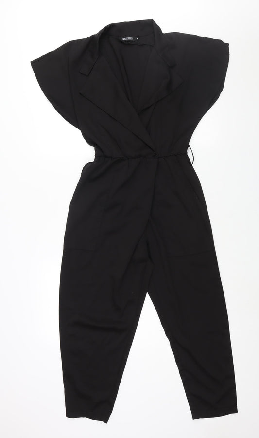 Missguided Womens Black Polyester Jumpsuit One-Piece Size 6 L23 in Button