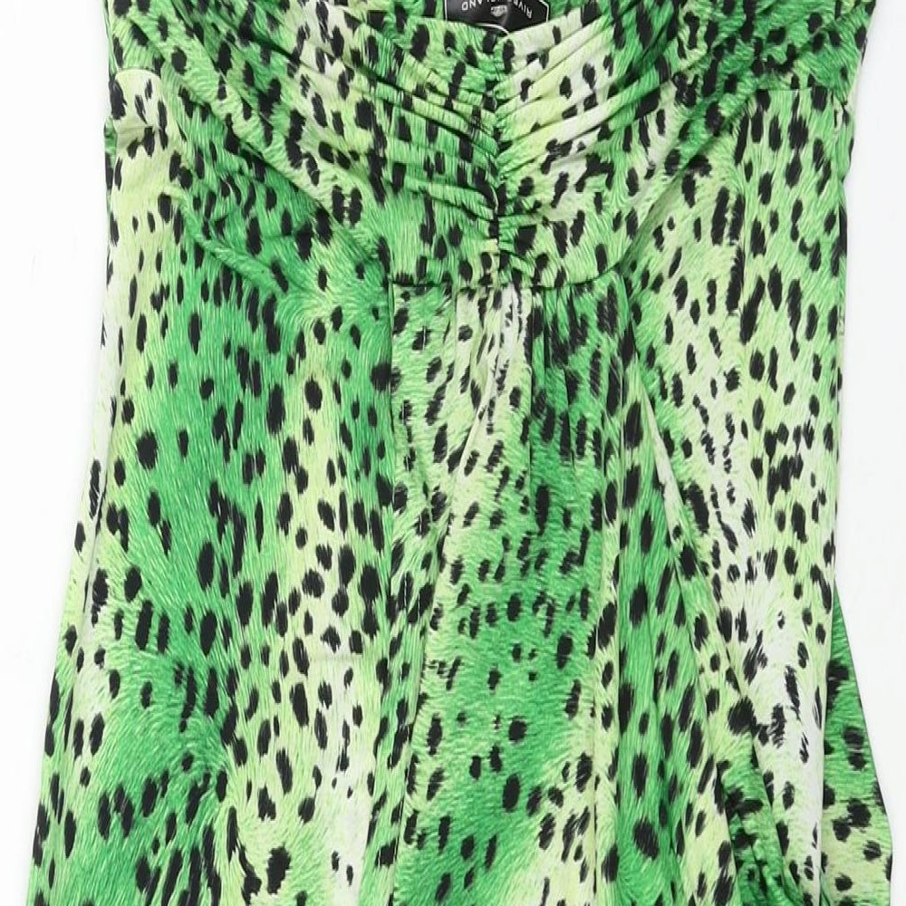 River Island Womens Green Animal Print Polyester Mini Size 12 Halter Pullover - Cheetah Print